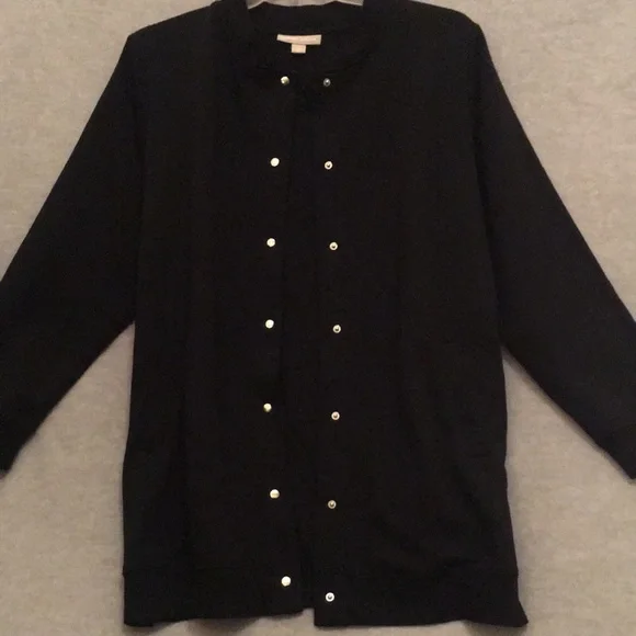 NWOT Woman Within Boho Bohemian Lagan Look Minimalist Snap Up Long Sleeve Jacket - Picture 2 of 12